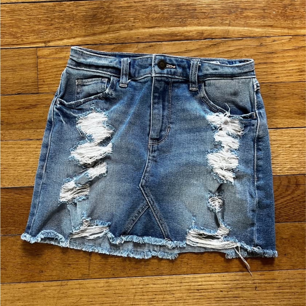 Hollister Blue Distressed Mini Skirt